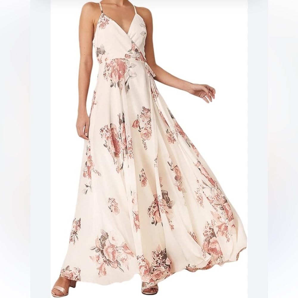 Lulu's White and Pink Floral Maxi Dress